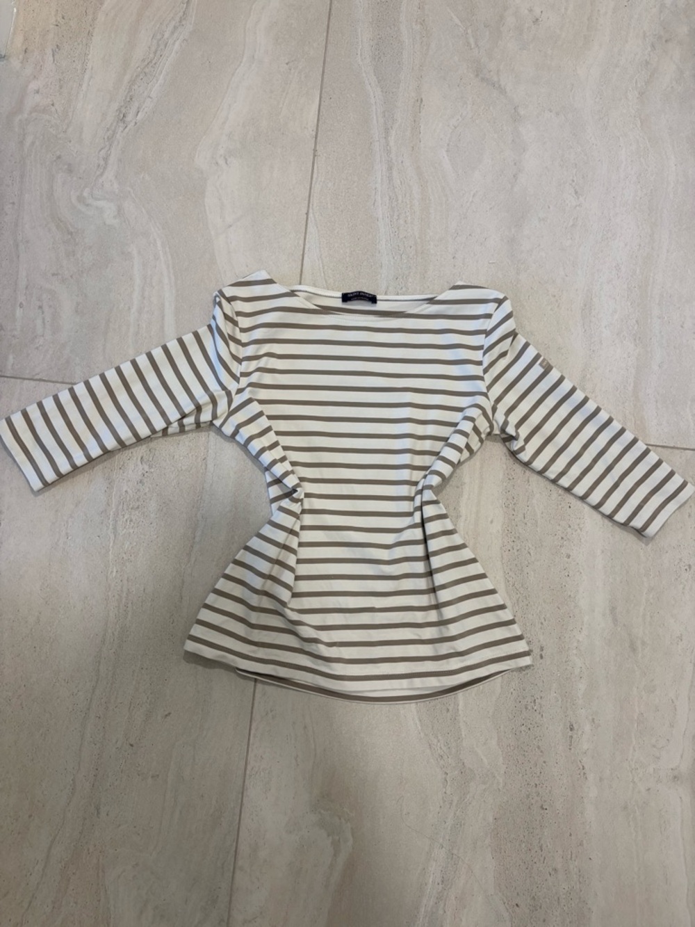 Saint James Garde-Côte Breton shirt in cream and tan - Picture 2 of 8